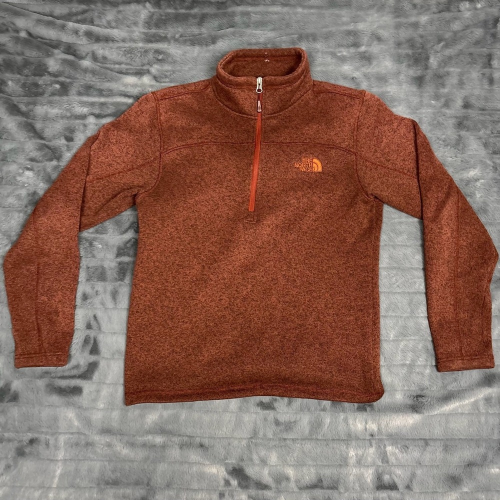 The North Face Gordon Lyons Mens Small Rust Brown Heather Quarter Zip Fleece